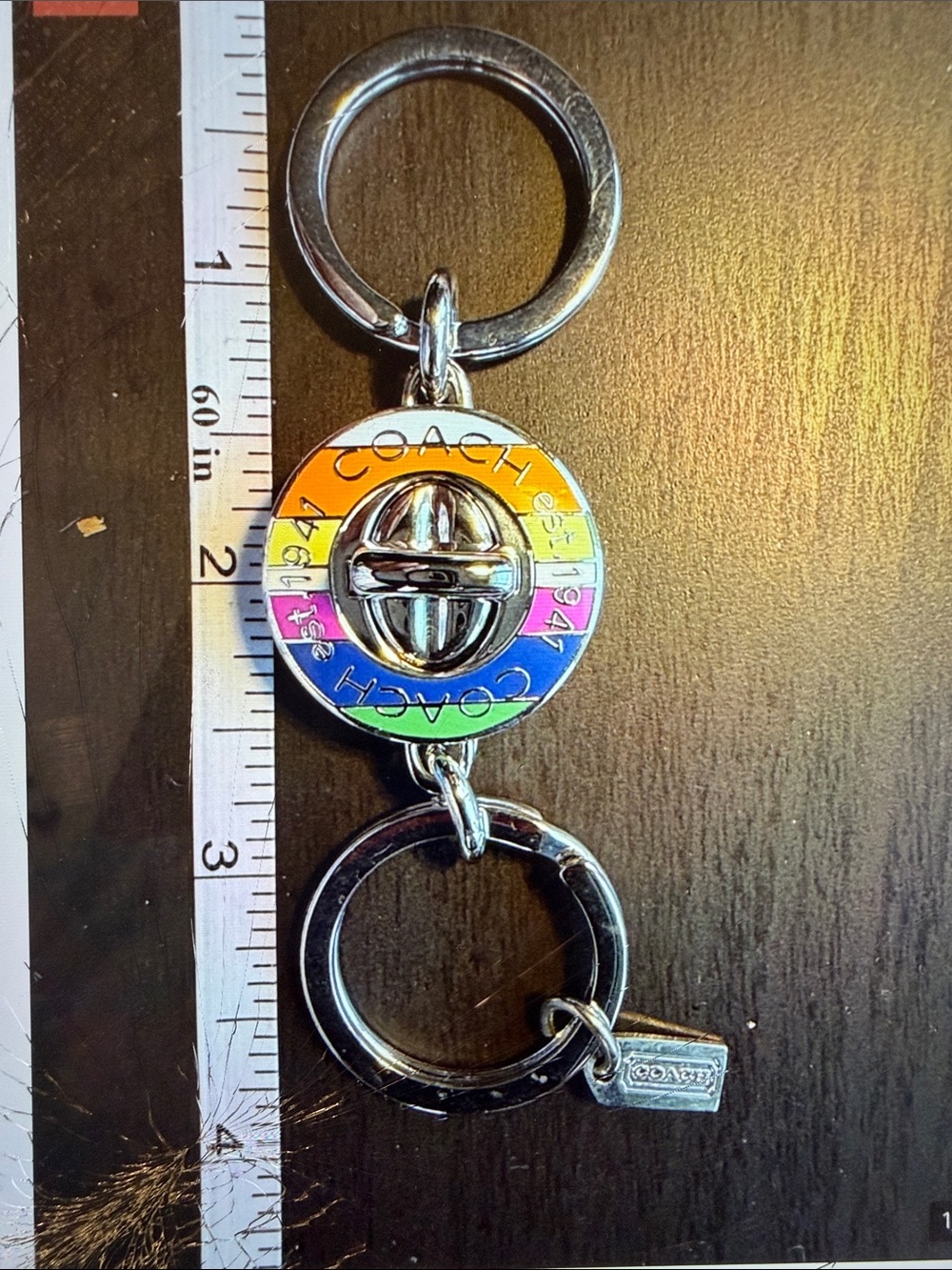COACH Legacy Enamel Turnlock Valet Keyring-Silver Hardware - Picture 4 of 16